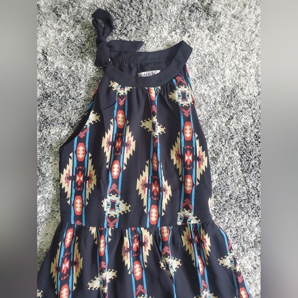 Bundle Only: Nicola Aztec print chiffon Flattering Flowy Midi women’s dress Sz M - Picture 2 of 13